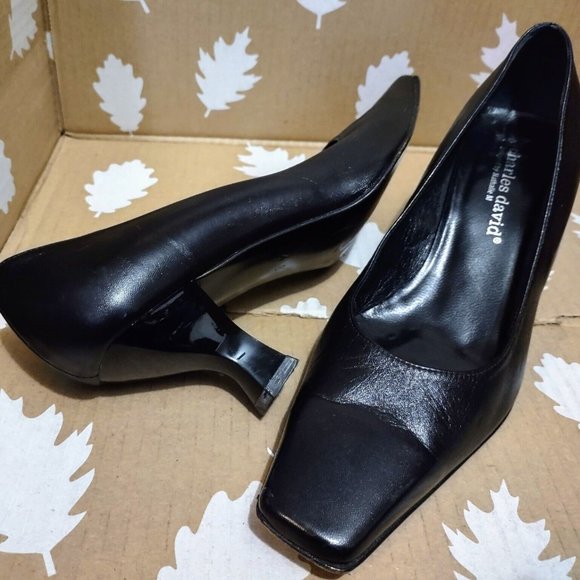 VNTG Charles David By Nathalie M. Avant Garde Laquered Spool Kitten Heel 6B New - Picture 1 of 12